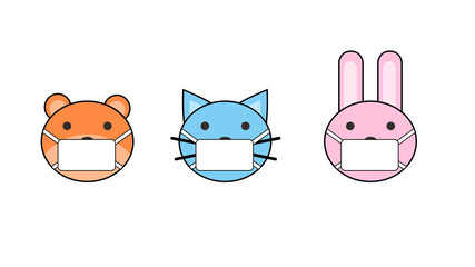 illustrated animal faces with masks