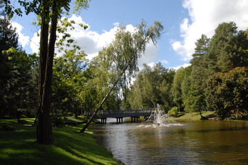 Obraz premium fountain and brige in the park