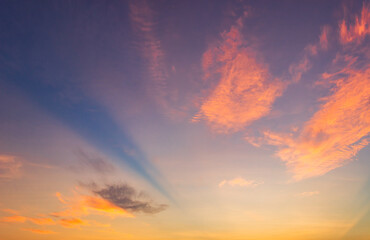 sunset sky with clouds in the morning