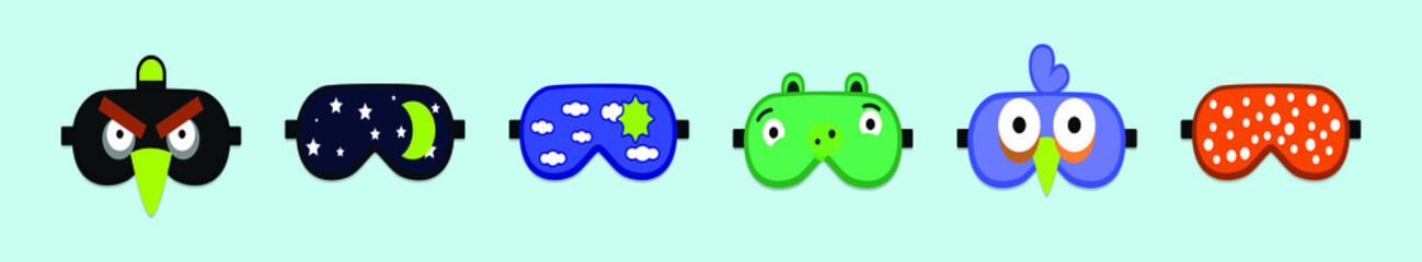 set of sleeping mask design template with various models. vector illustration