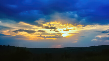 Fototapeta na wymiar Sunset on the nature of Moldova