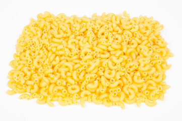 Pasta pile on white background