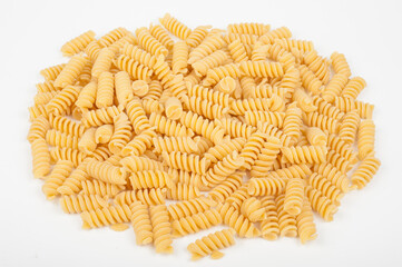 Pasta pile on white background