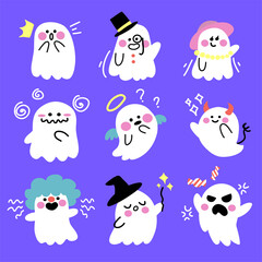 Cute Spooky Adorable Ghost Costume Play Cosplay Vector Illustration