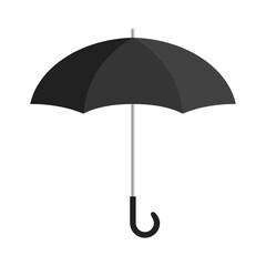Black umbrella isolated on white, vector illustration