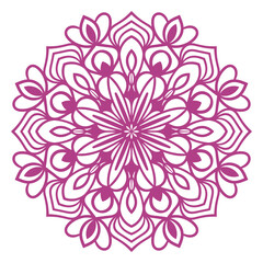 Fototapeta na wymiar Colorful outline flower mandala. Doodle round decorative element for T-shirt, bag, poster isolated on white background. Floral geometric circle. Vector illustration. 