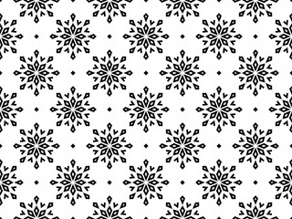 Abstract geometric pattern with lines, snowflakes. A seamless vector background. White and black texture. Graphic modern pattern.