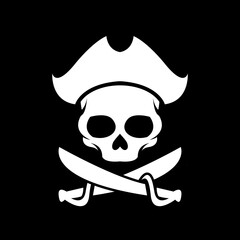 scary death bone skeleton pirate with sword vector illustration design