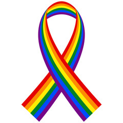 Rainbow LGBT ribbon, vector symbol and flag in form of a folded ribbon supporting the LGBT pride community