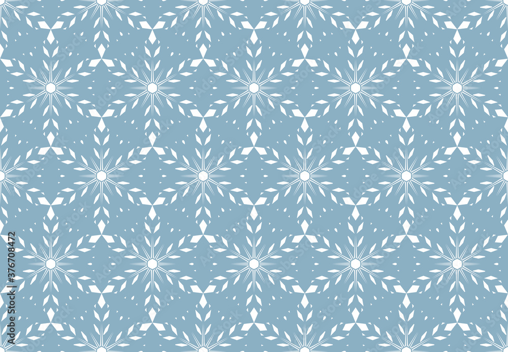 Poster abstract geometric pattern with lines, snowflakes. a seamless vector background. white and blue text