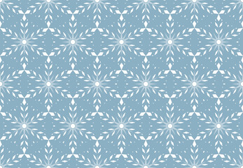 Abstract geometric pattern with lines, snowflakes. A seamless vector background. White and blue texture. Graphic modern pattern