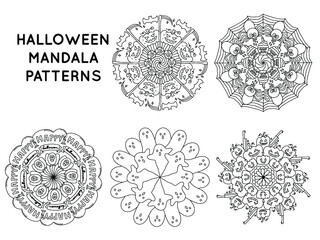 Halloween mandala outline patterns for coloring books