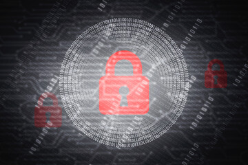 2d illustration Safety concept: Closed Padlock on digital background