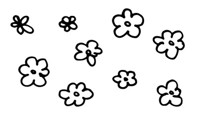 Hand drawn doodle flower illustration. Simple floral element isolated on white background