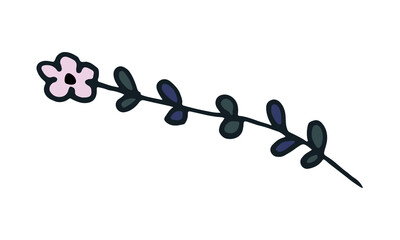 Hand drawn doodle flower illustration. Simple floral element isolated on white background