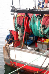 Fishing vessel, trawler in a fishing harbour