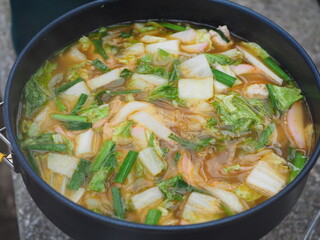 登山で作る野菜煮込み