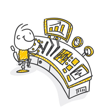 Strichfiguren / Strichm&auml;nnchen: Steuerung, Schaltzentrale.. (Nr. 549)	