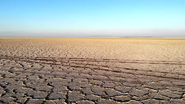 Maranjab desert  with its salt lake Namak, Kashan, Iran
