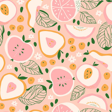 Hand painted seamless pattern with fruits