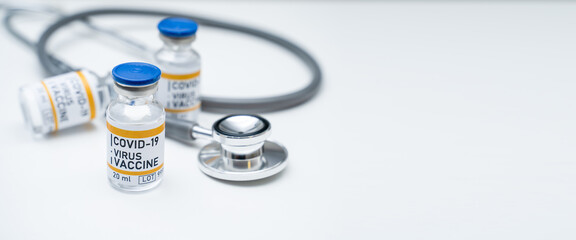 Vaccine and Healthcare Medical concept.Vaccines and syringes on white background for prevention,immunization and treatment from corona virus infection(novel coronavirus disease 2019,COVID-19,nCoV2019)