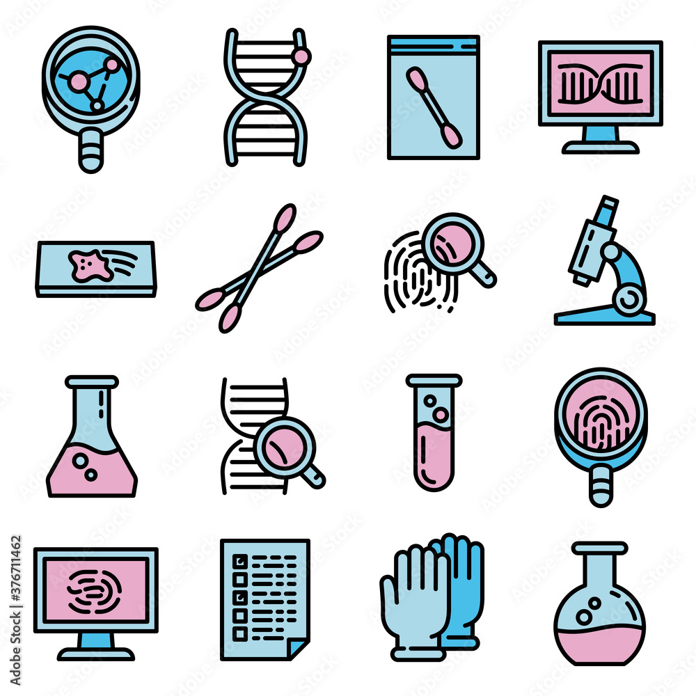 Poster forensic laboratory icons set. outline set of forensic laboratory vector icons for web design isolat