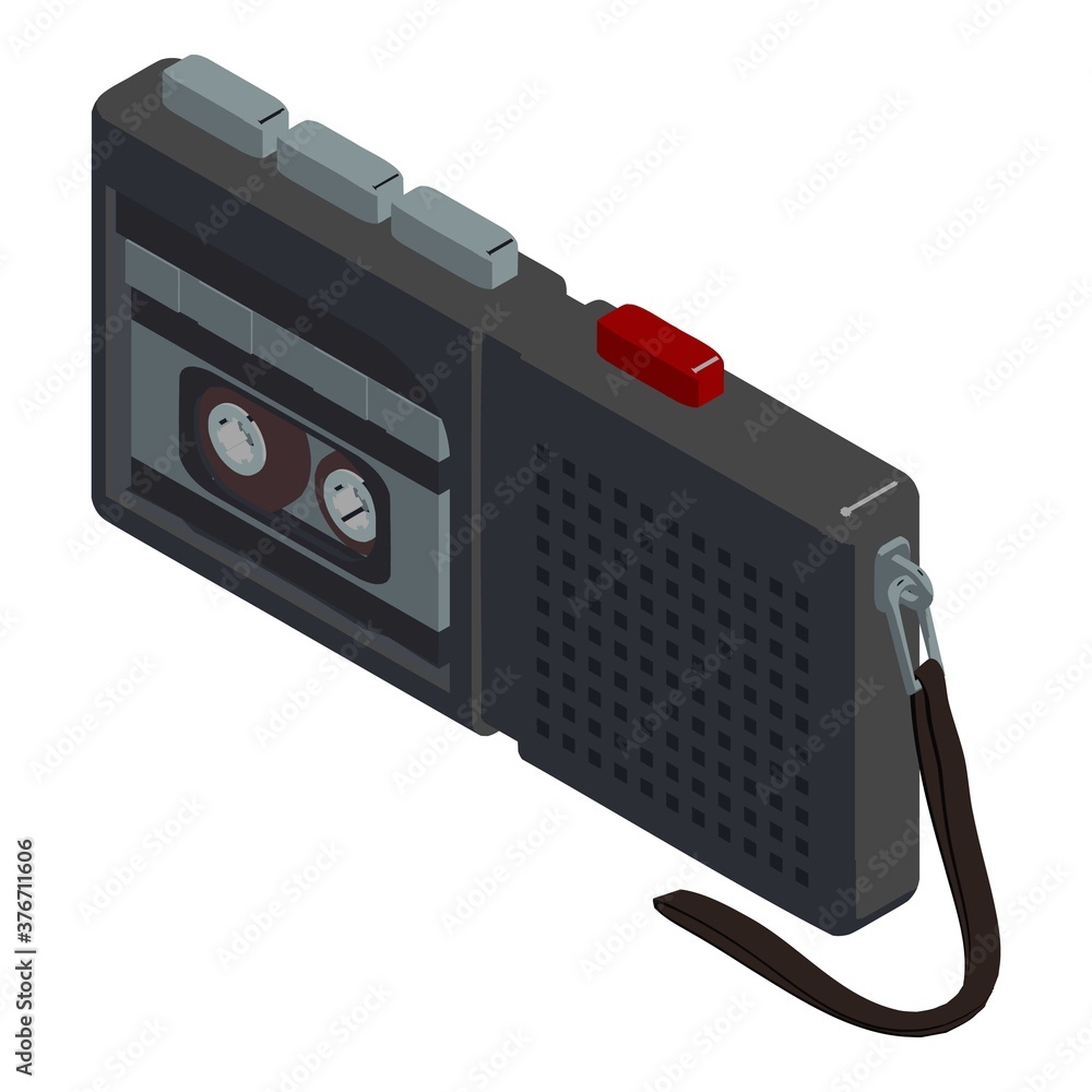 Poster cassette dictaphone icon. isometric of cassette dictaphone vector icon for web design isolated on wh