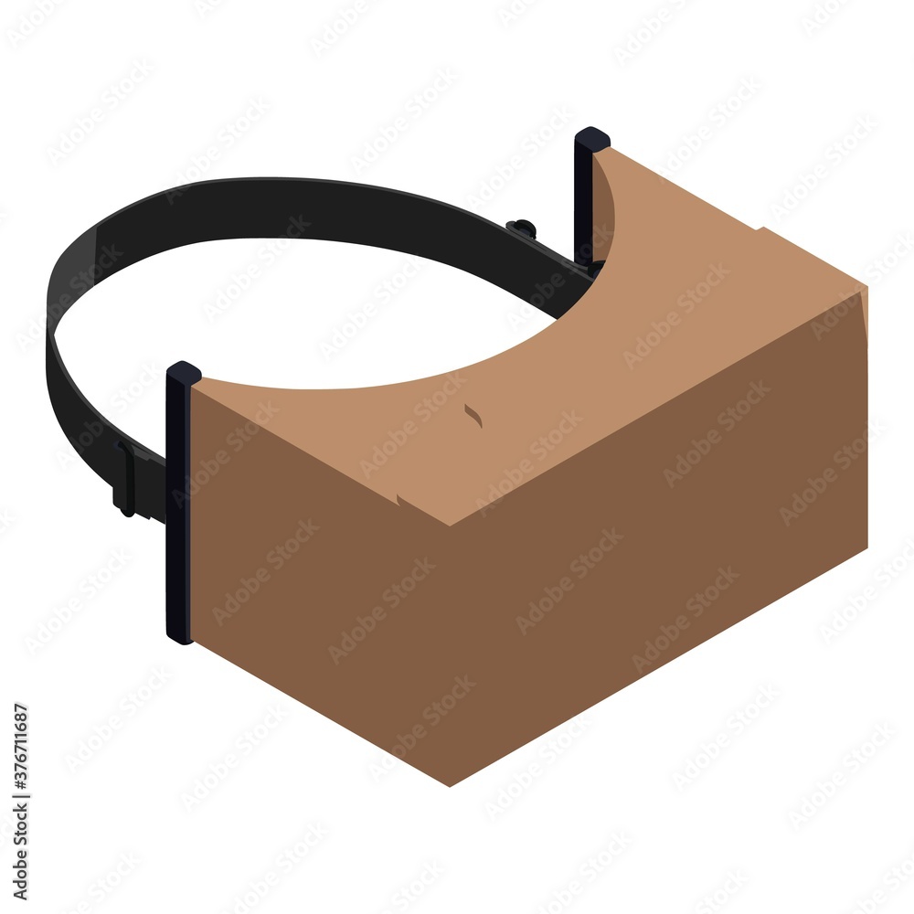 Poster carton game goggles icon. isometric of carton game goggles vector icon for web design isolated on wh