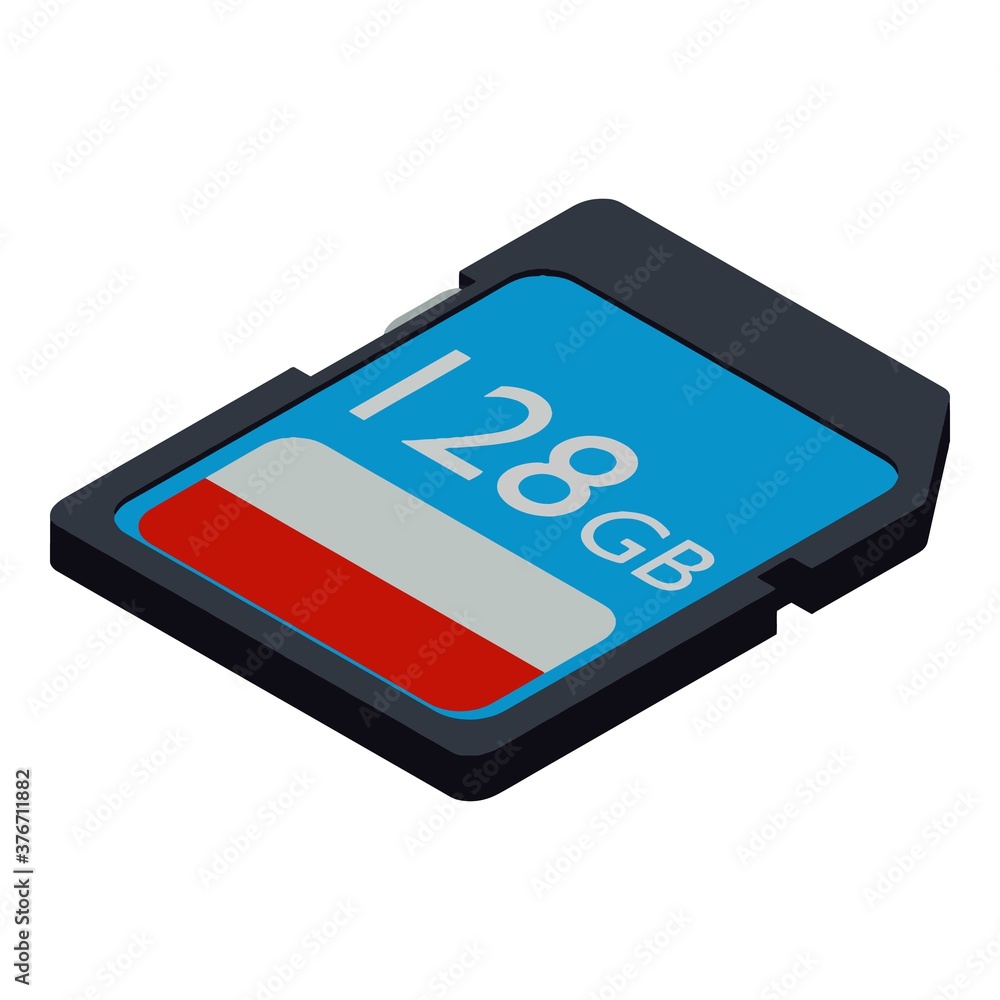 Poster camera flash card icon. isometric of camera flash card vector icon for web design isolated on white 