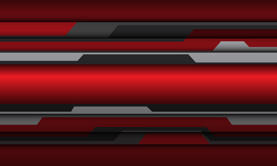 Abstract red grey metallic cyber polygon design modern futuristic technology background vector illustration.