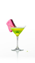 Clean drink, cocktail drink with cleaning agent and sponge