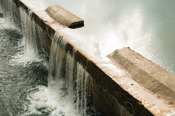 water flowing into the water. nature