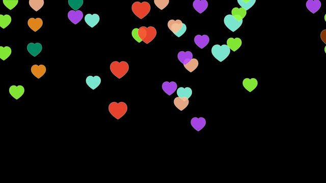 colorful flying hearts