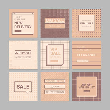 Sale banner templates. Memphis design style social media pack.