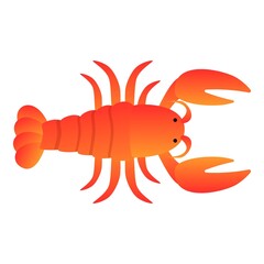 Top view lobster icon. Cartoon of top view lobster vector icon for web design isolated on white background