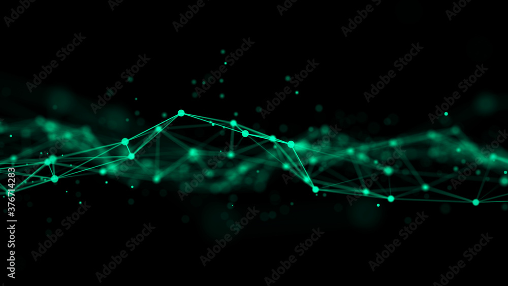 Poster abstract background with moving dots and lines. network connection structure. futuristic illustratio