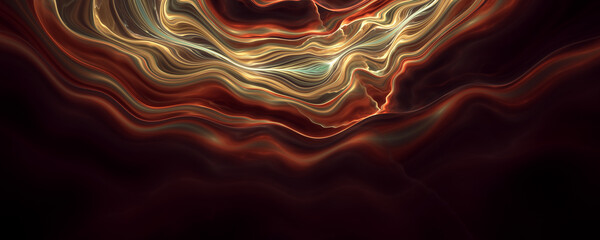 Wavy abstract lines golden red background