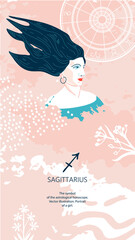 Zodiac background. Sagittarius constellation. The symbol of the astrological horoscope.