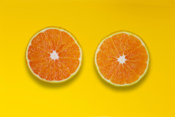 Orange on yellow background 