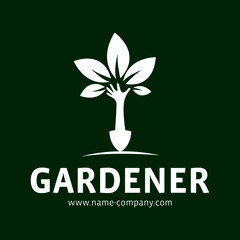 logo paysagiste jardinier pelle main arbre vert