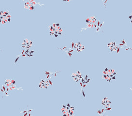 Brush Style Modern Flowers Pattern Soft Minimal Design Perfect For Fabric Printing Trendy Fashion Colors