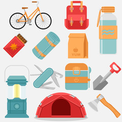 Travel vector illustrations. Set of 12 pieces.