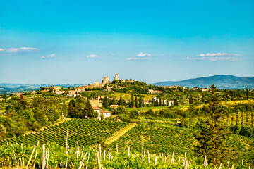 Panorama von San Gimignano in der Toskana - obrazy, fototapety, plakaty