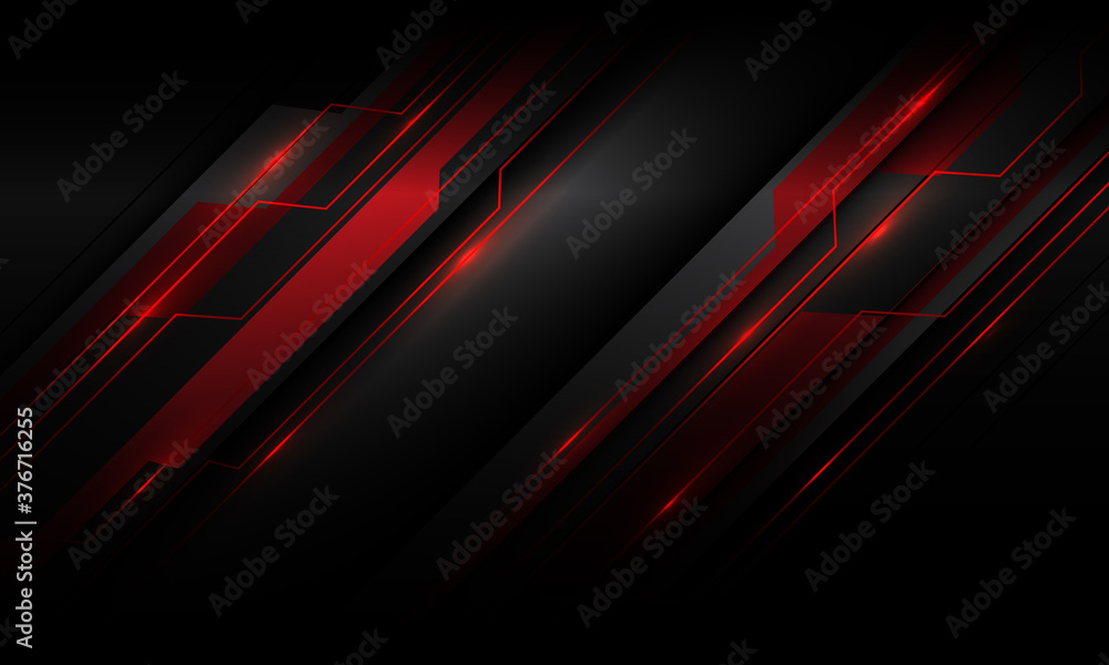 Poster abstract red metallic light cyber polygon slash on dark grey shadow design modern futuristic technol