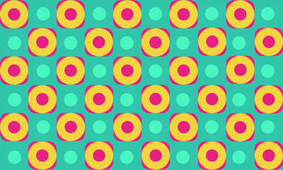 Yellow circle pattern red dots on pastel green background