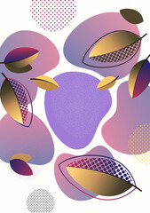 Bright abstract background, fluid gradient shapes, creative leaves. Template for banners, presentations, flyers, posters, wallpapers. Vector