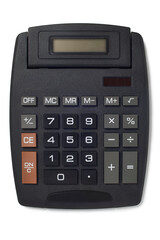 Overhead view of calculator on white background