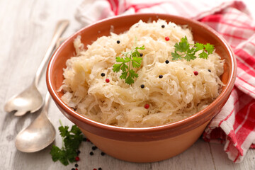 cabbage- bowl of fresh sauerkraut