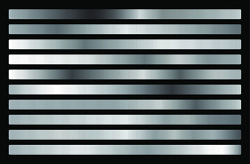Obraz premium Silver gradient collection, texture set. Shiny vectors illustration for posters, brochure, invitation, wallpaper, flyers, banners.