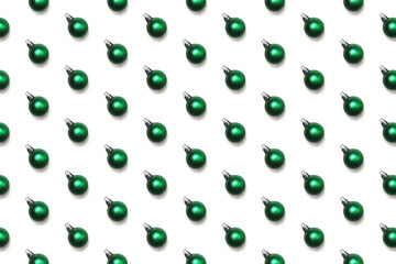 seamless pattern of green christmas balls 